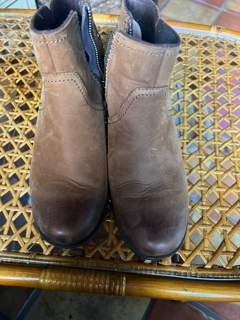 Teva Brown Suede Ankle Booties with Stacked Heel - Picture 4 of 6